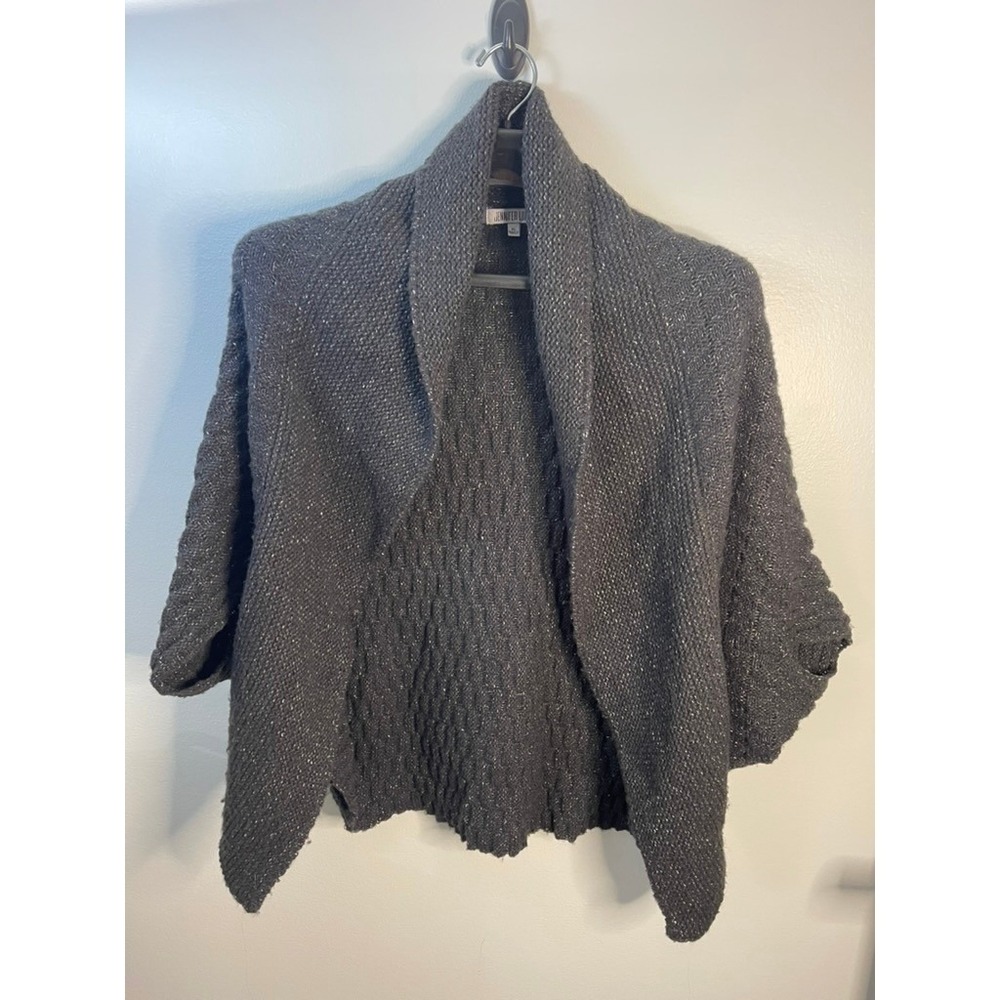 Jennifer Lopez Womens XL Charcoal Gray Marled Wool Blend Open Front Cardigan